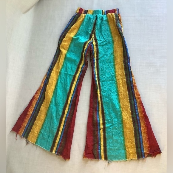 XS cider wide leg lined boho pants striped bold multicolor fun lightweight - Picture 2 of 6